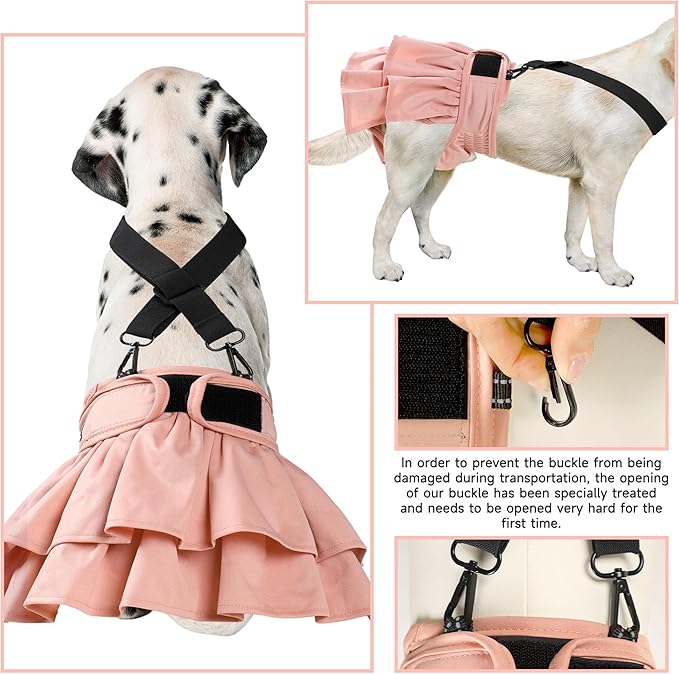 Washable Female Dog Diapers (4 Pack+1 Suspenders), Reusable Female Girl Doggy Doggie Puppy Wraps Panties Belly Band for Pet Heat Period Pooping Peeing Potty Training Incontinence Marking Medium