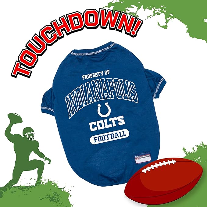NFL Indianapolis Colts Dog T-Shirt for Pets, Size Large. Officially Licensed Pet Shirt with Team Logo, Soft Stretchable Comfort Fit Apparel for Dogs & Cats
