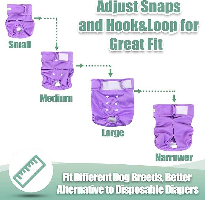 Wegreeco Washable Reusable Premium Dog Diapers, Extra Large, Bright Color, for Female Dog, Pack of 3,Small Dog Puppy & Doggy Diapers Female,Period Panties in Heat