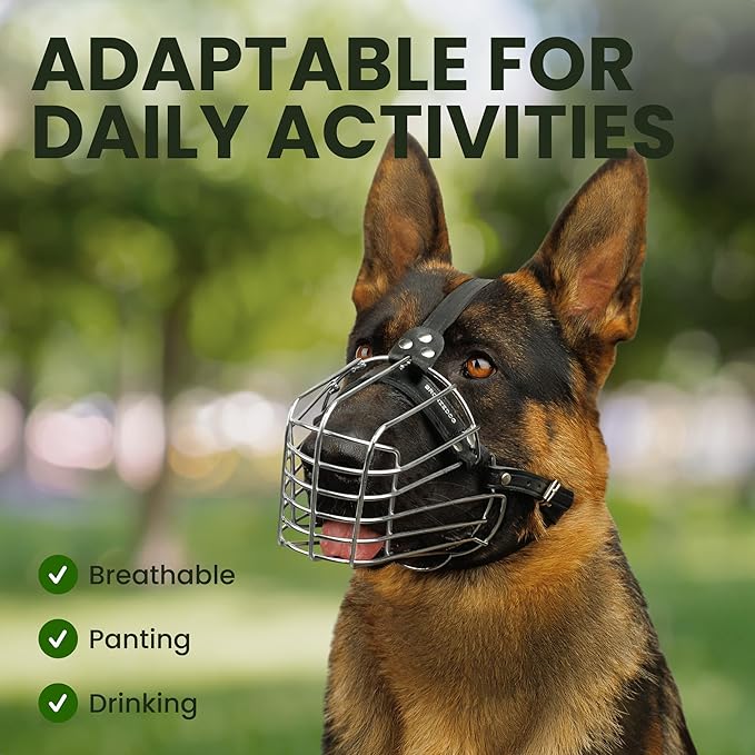 BRONZEDOG Wire Basket Dog Muzzle, Breathable Metal Mask for Small, Medium & Large Dogs, Adjustable & Padded, Training & Behavior Support (Size 6)