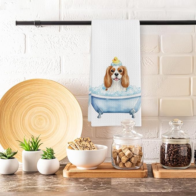 Funny Cavalier King Charles Spaniel Bathroom Hand Towel, King Charles Cavalier Duck Gifts Hand Towel for Bathroom Kitchen washroom Decor, Dog Lovers Gifts Dish Tea Towels, 16x24 Inch