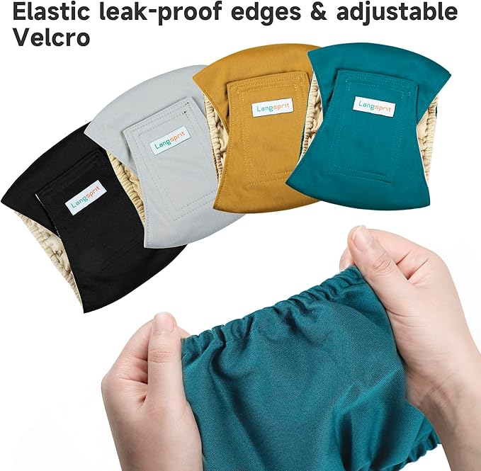 Male Dogs Diapers Belly Bands(4Pack), Washable Reusable Male Boy Doggy Wraps Panties for Doggie Puppy Pooping Potty Training Incontinence Marking Pañal para Perro Black Blue Gray Gold Small