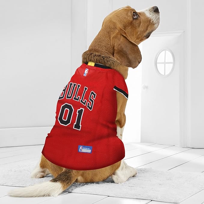 Pets First NBA CHICAGO BULLS DOG Jersey, Medium - Tank Top Basketball Pet Jersey