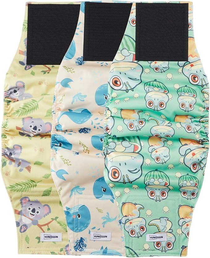 Washable Dog Diapers Male Reusable, Premium Belly Bands for Male Dogs Small, Pack of 3, High Absorbing Small Male Dog Pee Wraps for Doggie in Incontinence or Excitable Urination and Training(S)