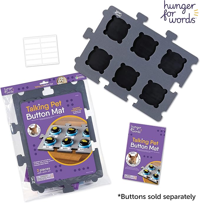 Hunger for Words Talking Pet Button Mat - 1pc Talking Dog Button Mat, Talking Dog Button Storage, Single Mat Holds Up to 6 Buttons (Buttons Sold Separately) (Pack of 2)