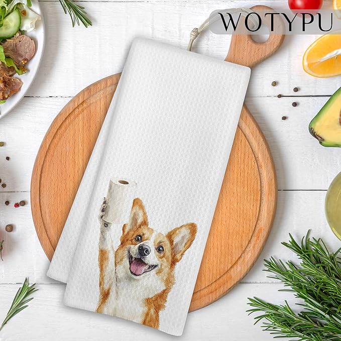 Funny Corgi Gifts Bathroom Hand Towels, Corgi Dog Lovers Gifts Decorative Hand Towels for Kids Guest Bathroom Washroom Half Bath, 16X24 Inch