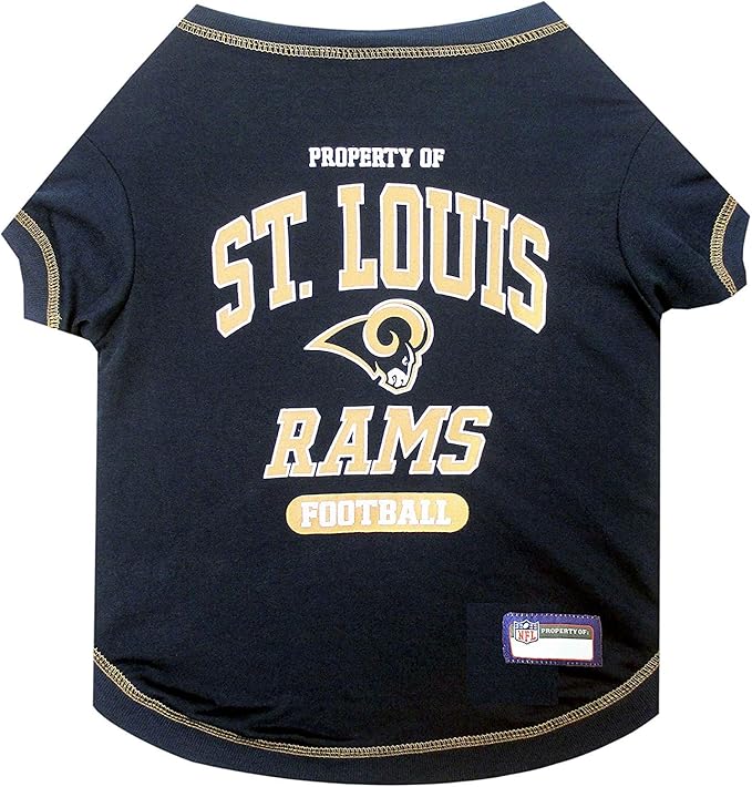 NFL Los Angeles Rams Dog T-shirt Medium. - Licensed Shirt for Pets Team Colored with Team Logos- Premium Stretchable Materials for the comfort of your Dog & Cat
