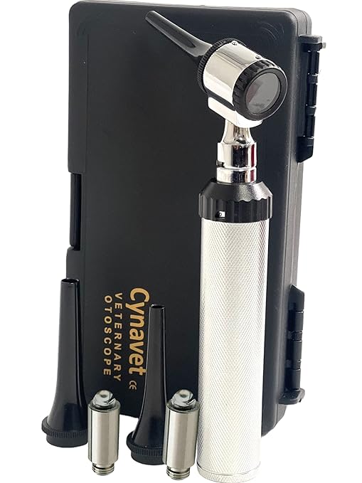 ArtLaB-Premium Veterinary Otoscope Set Kit Veterinary Diagnostic Set Instrument with Reusable Ear Speculas Set -Veterinary Diagnostic Otoscope Set and Hartmann Speculum (Vet Hard CASE Otoscope)