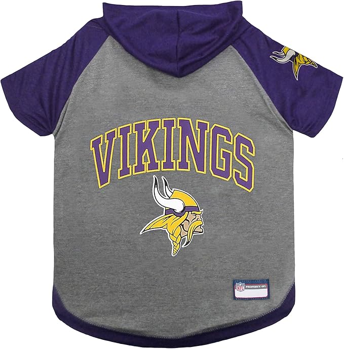 Pets First NFL Minnesota Vikings Hoodie for Dogs & Cats. | NFL Football Licensed Dog Hoody Tee Shirt, Small| Sports Hoody T-Shirt for Pets | Licensed Sporty Dog Shirt