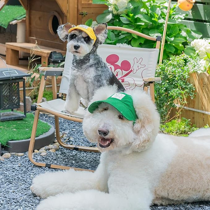 Pet Dog Baseball Cap, Cat Hat, Cat Dog Sun Cap with Ear Holes, Adjustable Puppy Outdoor Sun Hat (Yellow, Small)