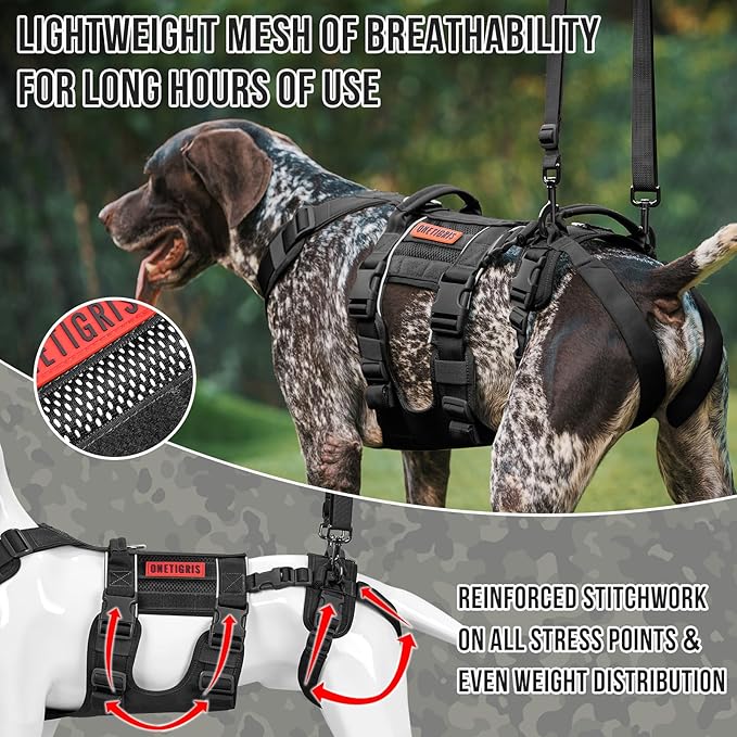 OneTigris Breathable Dog Lift Harness for Large Medium Sized Dogs, Dog Sing for Large Dogs Hind Leg Support, Dog Hip Support Brace Front Leg Vrace