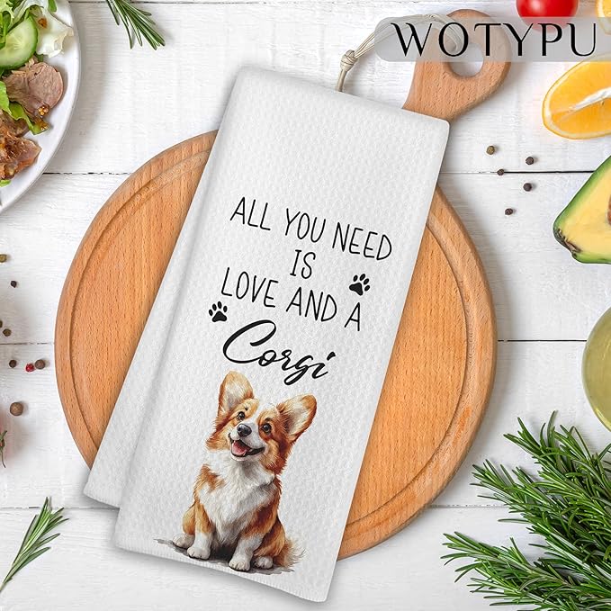 Funny Corgi Gifts Kitchen Towels, Dog Lover Gifts Dish Tea Towels for Kitchen, Gifts for Corgi Lovers Decorative Hand Towel for Bathroom, Dog Bathroom Decor, 16x24 Inch