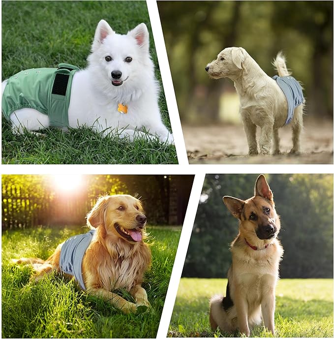 Reusable Female Dog Diapers 3Pack,Washable Diaper for Doggie,Highly Absorbent Dog Diaper,Adjustable Leakproof Puppy Diapers Skirt for Heat,Incontinence,Period Doggy Nappies S