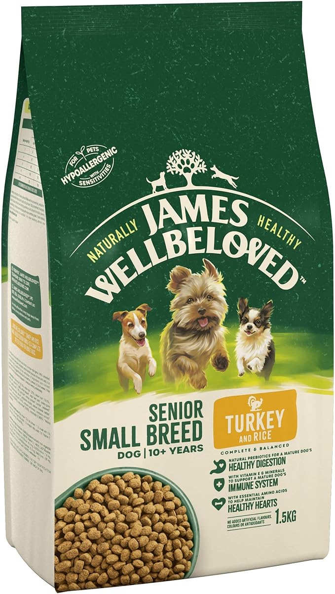 James Wellbeloved Complete Dry Senior Small Breed Dog Food Turkey and Rice, 1.5 kg