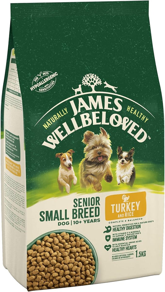 James Wellbeloved Complete Dry Senior Small Breed Dog Food Turkey and Rice, 1.5 kg