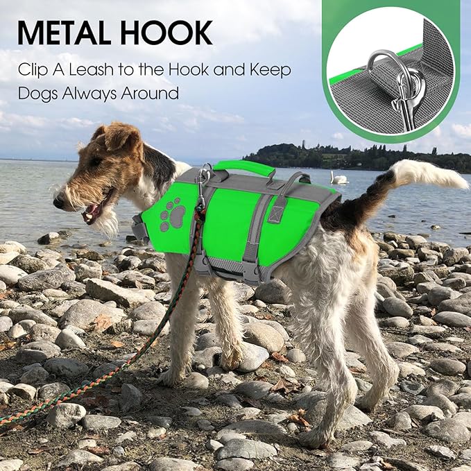 Queenmore Small Dog Life Jacket, Ripston Dog Life Vest, Small Dog Life Vests for Swimming, Safety Dog Swimming Vest with Handle, Dog Life Vest for Boating with Hook Pet Life Jacket for Swim Water Pool