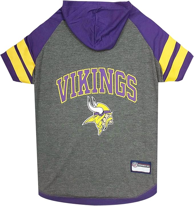 Pets First NFL Minnesota Vikings Hoodie for Dogs & Cats. | NFL Football Licensed Dog Hoody Tee Shirt, Large| Sports Hoody T-Shirt for Pets | Licensed Sporty Dog Shirt