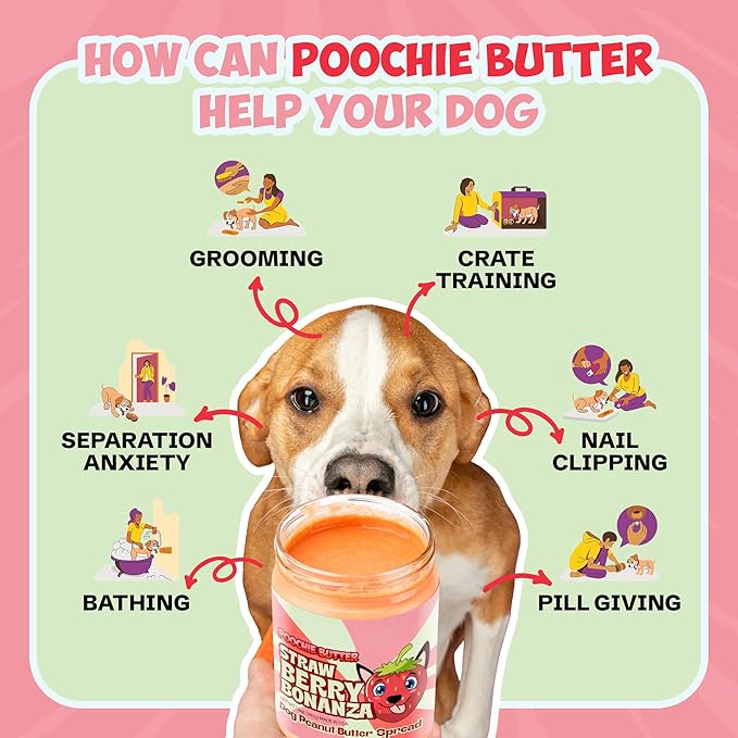 Dilly's Strawberry Dog Treats | Chunky Dog Peanut Butter with Strawberry, Natural Dog Snack (12oz Jar)
