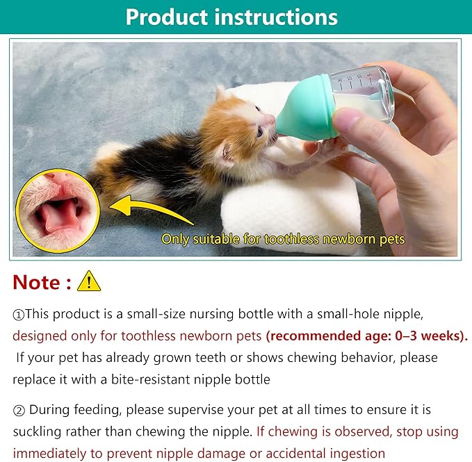 Puppy Bottles for Nursing，Kitten Bottles for Nursing，Pet Feeding Bottle，(Cyan - 20ml)