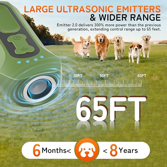 Dog Bark Deterrent Devices, Ultrasonic Anti Barking Device for Dogs, Portable Dog Training Device Safe for Dogs & Human Bark Control Barks No More Indoor Outdoors Behavior Correct