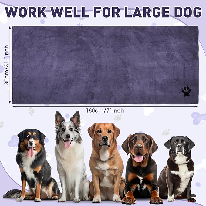 71 x 31.5'' Extra Large Dog Towels for Drying Dogs Large Absorbent Soft Microfiber Pet Grooming Towel Bath Towel, Grey