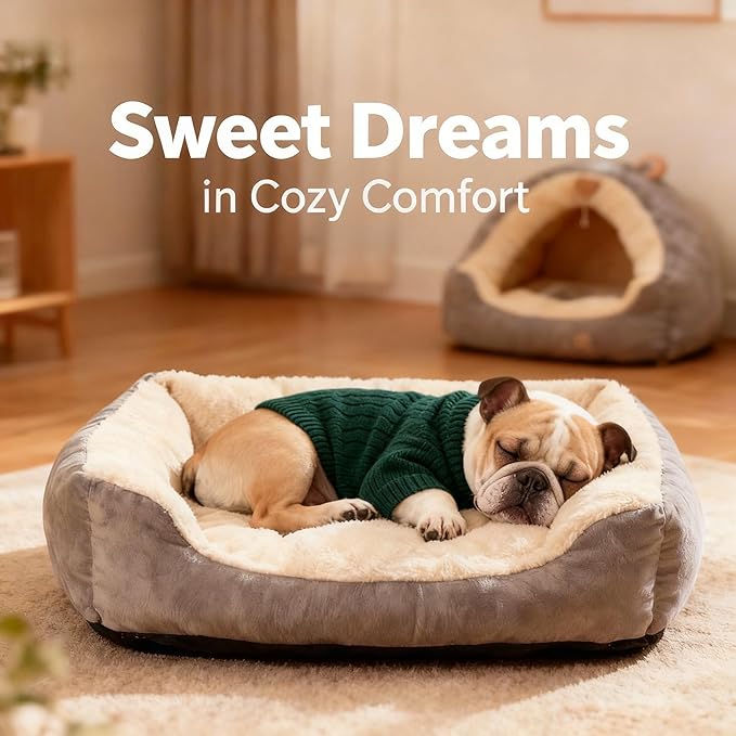 Small/Medium Dog Sweater, Warm Dog Winter Coat w/Sleeves, Comfortable High Neck Premium Dog Clothes for Bulldog-Best for Holidays, Daily Walks L Green