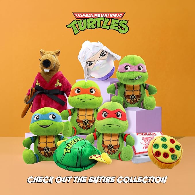 design LAB, Inc. Teenage Mutant Ninja Turtle Official Merchandise | TMNT Toys Squeaky Plush Dog Toy | Stuffed Animal Turtles Squeak for Interactive Play | 2-Pack Donatello & Michelangelo