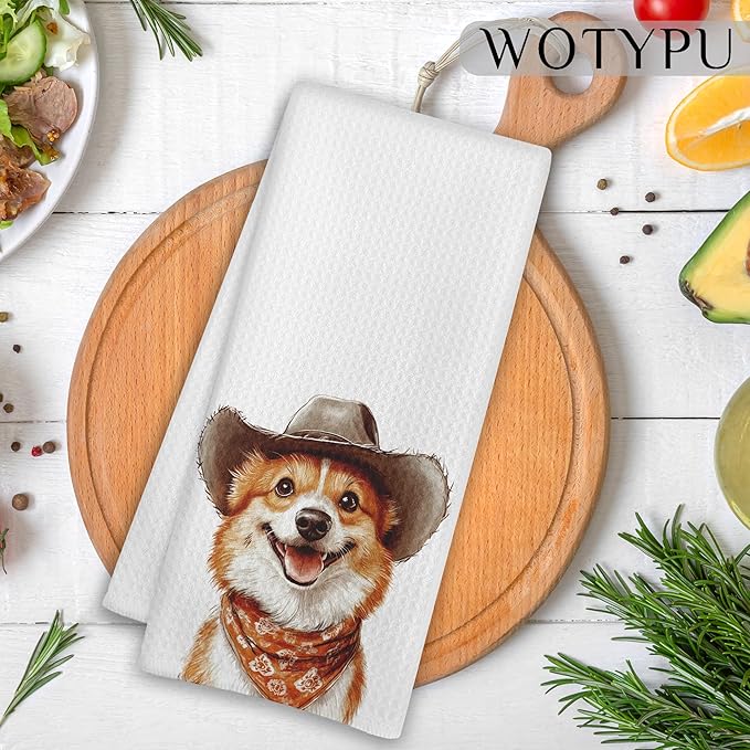 Funny Corgi Gifts Kitchen Towels, Corgi Gifts for Women Dish Tea Towel for Kitchen Decor, Corgis Gifts Hand Towels for Bathroom Decor, 16X24 Inch