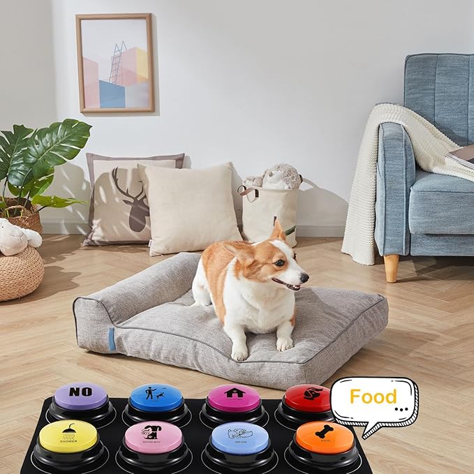 8Pcs Dog Buttons for Communication Voice, Recording Button Dogs for Words Talking and Answer, 30 Seconds Buttons Personalized Sound Answering Buzzer Best Toys fit Dog Tranning(8pcs)