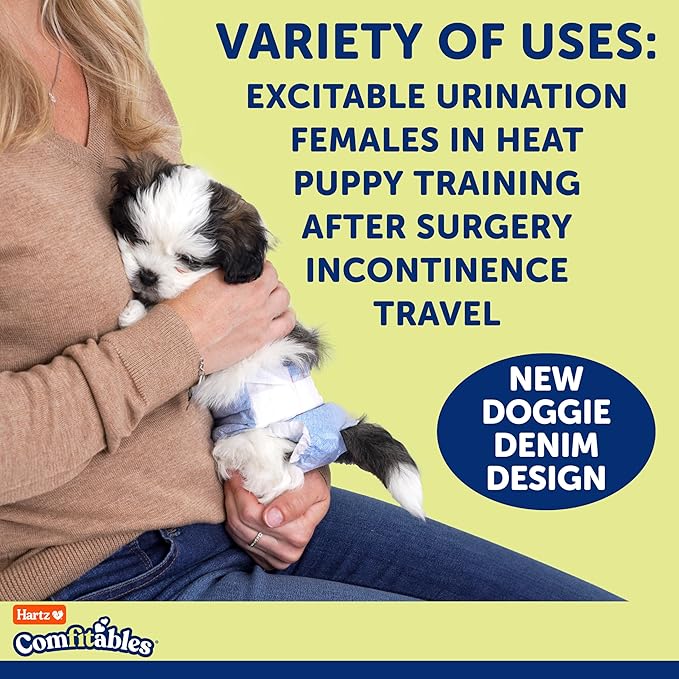 Hartz Comfitables Disposable Dog Diapers, Size Medium 12 Count, Comfortable & Secure Fit, Easy to Put On, Super Absorbent Male and Female Diaper