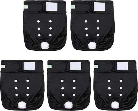 wegreeco Female Dog Diapers, Washable Reusable Pet Puppy Doggie Diapers for Small Medium Large Female Dogs in Heat Period, Doggy Period Panties X-Large, Black