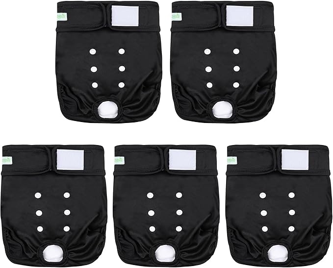 wegreeco Female Dog Diapers, Washable Reusable Pet Puppy Doggie Diapers for Small Medium Large Female Dogs in Heat Period, Doggy Period Panties XX-Large, Black