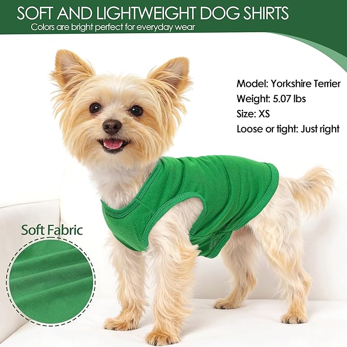 2 Pack Dog Shirts, Summer Camo Pet Tshirt Dog Clothes for Small Dogs Boy Chihuahuas and Yorkies Puppy Outfits Cats Apparel Green Camouflage + Solid Color,XXS