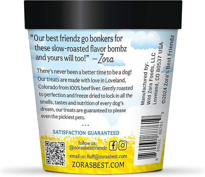 Zora's Best Friendz - 100% Human-Grade Oven-Roasted Freeze-Dried Beef Liver Dog Treats, 3 oz, Healthy, no HPP, Grain-Free, Gluten-Free, No Preservatives, Made in The USA