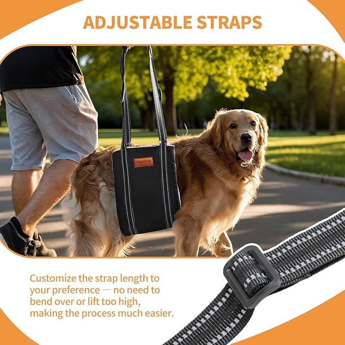 Dog Lift Harness for Large Dogs, Adjustable Comfortable Dog Sling with Handle, Knee & Rear Leg Support for Torn ACL Rehabilitation, Weak Rear Legs, Helps Senior, Disabled Canines(Black,XL)