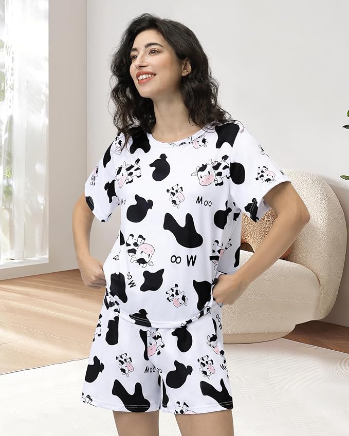XPUDAC Matching Dog and Owner Clothes Womens Pajama Sets Loungewear Short Sleeve Tee and Shorts, Owner and Pet Pajamas Are Sold Separately, 3XL Black