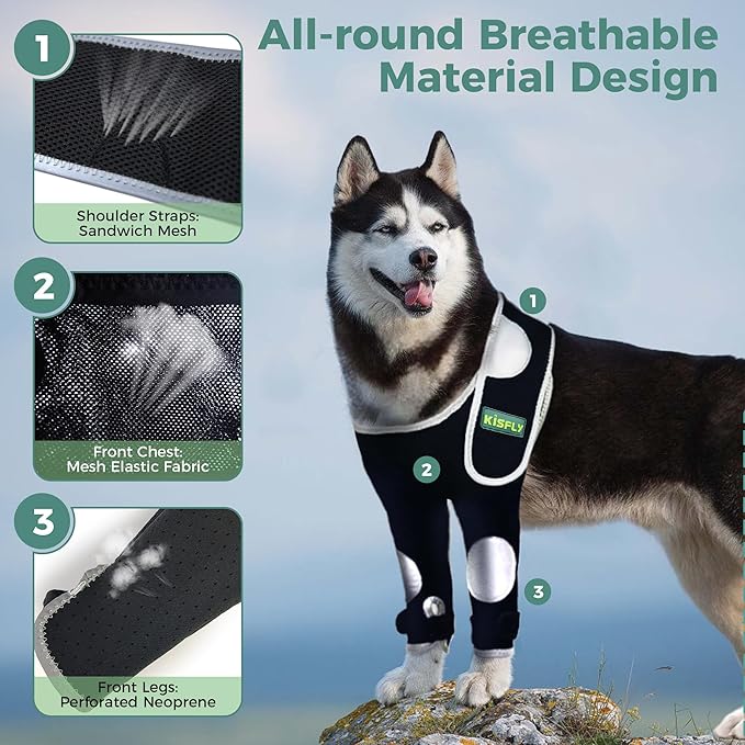 Dog Elbow Sleeve for Dogs, Helps Protect Against Hygroma, Calluses & Pressure Sores, Supports Elbow and Shoulder, Prevents Licking Wounds, Reflective Design, Both Legs, Size S