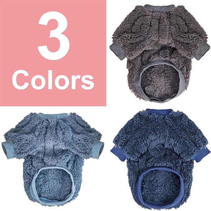 Dog Sweater, 3 Pack Dog Sweaters for Small Dogs or Cats, Girl or Boy, Warm Dog Clothes Shirt Coat for Winter Christmas (Blue, Dark Blue, Grey, XX-Large)