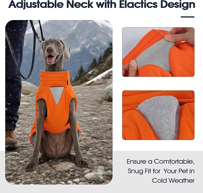 IECOii Dog Winter Jacket Reflective Winter Coats with Harness Hole Adjustable Windproof Jackets Warm Pet Snow Vest for Dachshund Waterproof Cold Weather Coat for Outdoor, Pink, Size M