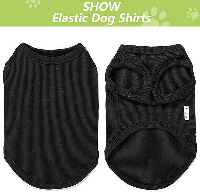 2 Pack Dog Clothes for Small Dogs Summer Dog Shirt Vest Girl Boy Lightweight Puppy T-Shirts Blank Soft and Cool Pet Clothing Sleeveless Medium Large Dog Outfit (Black+Avocado Green, XXX-Large)