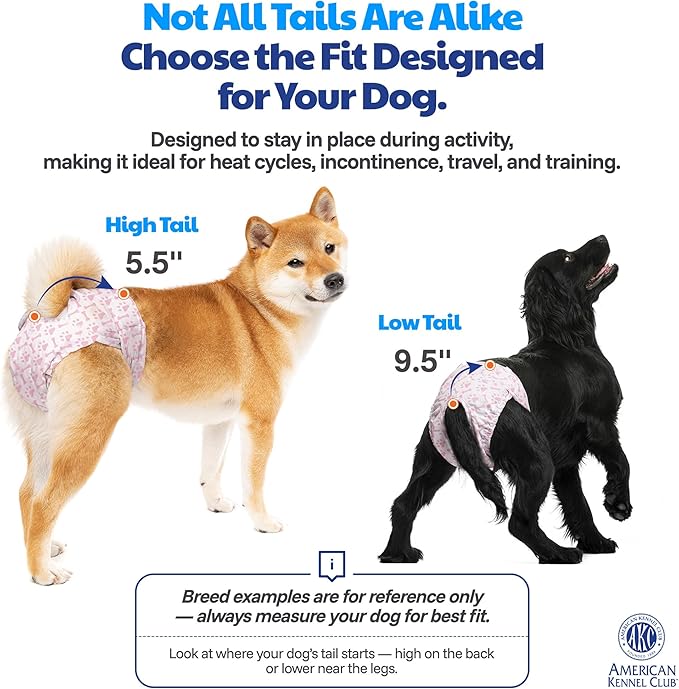 American Kennel Club Female Dog Wrap, Disposable Diapers with Wetness Indicator (L – Low Tail (18–27 in), 50, Count)
