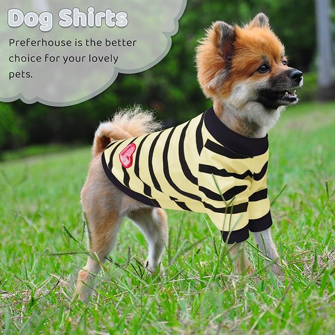 Dog Shirts for Large Dogs Cats, Dog Striped T-Shirts Dog Vest Pet Apparel Tee Shirts Spring Summer Suitable for Small and Medium Large Pets French Bulldog Bichon, Beige L