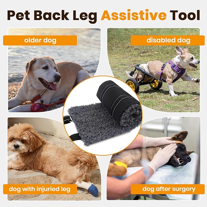 Portable Dog Lift Harness, Thickened Lambswool Dog Lift Harness for Hind Leg, Hip Support Harness Helps Elderly pet, Injured, After Surgery (Large)