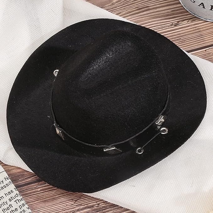 Pet Dog Costume Cowboy Hat Cosplay Cap Puppy Pet Dog Cat Holiday Pet Party Decoration (Black)