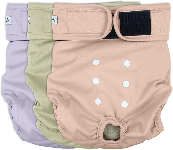 Washable Female Dog Diapers - Premium Reusable Diapers for Doggie in Heat - Highly Absorbent Dog Diapers Female for Pet Incontinence with Adjustable Snaps Pink, L