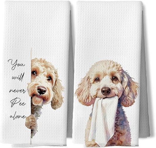 Funny Goldendoodle Gifts Bathroom Hand Towels 16x24 Inches, Goldendoodle Gifts Decorative Hand Tea Towels for Bath Room Washroom Restroom Toilet,Dog Bathroom Decor,Set of 2