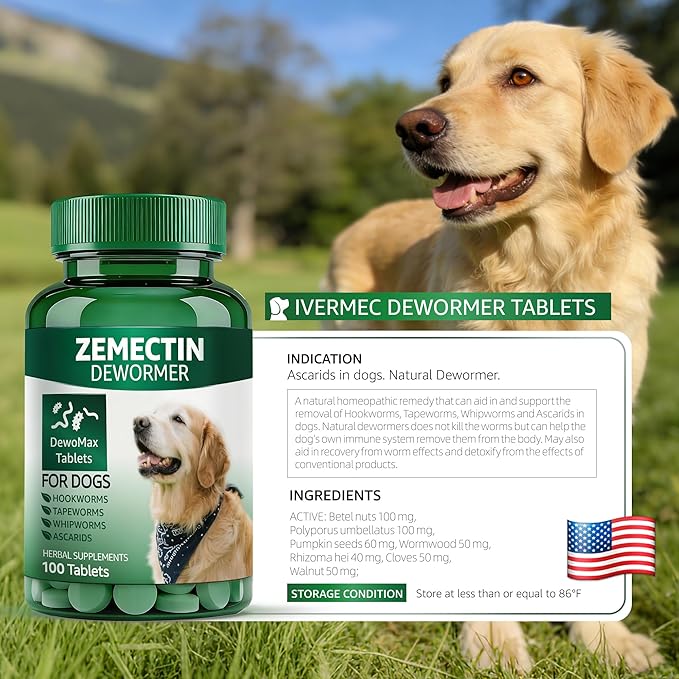 Dewormer for Dogs, Digestive Cleanser Treatment, Broad Spectrum for All Womer, Hookworms, Lung Worms, Pin Worms, Round Worms