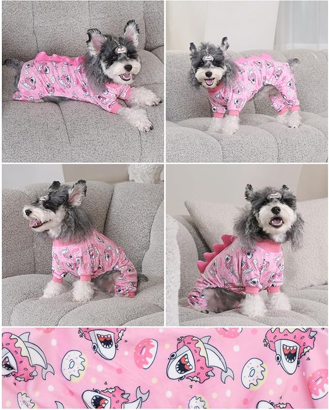 CuteBone Dinosaur Costume Dog Pajamas, Stretchy Spandex Crystal Velvet Sleepwear Coat for Small Dogs, Soft & Warm Pet Outfit Clothes for Cold Weather, Cozy Pullover Design COSP09M