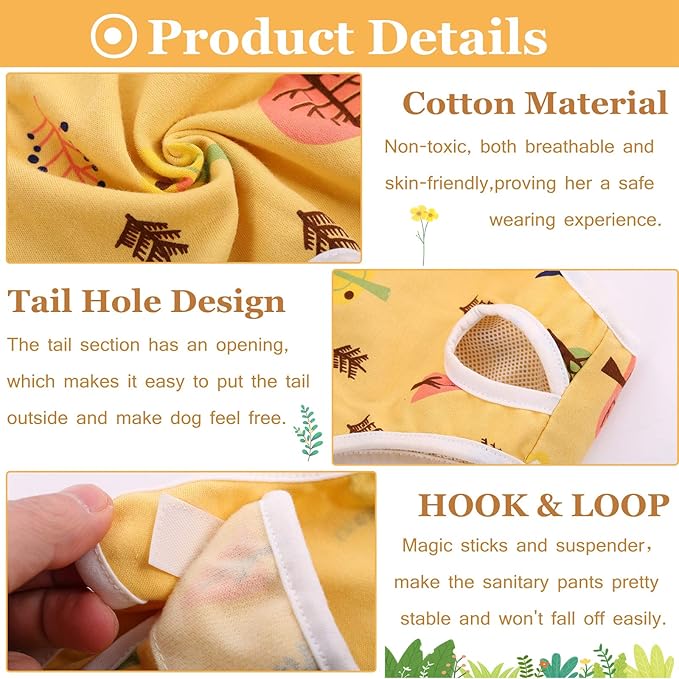 QBLEEV Dog Diapers Female Washable Sanitary Pantie with Adjustable Suspender, Reusable Doggie Diaper Puppy Diapers Male Cute Pet Period Panties for Dogs in Heat, Dog Underwear for French Bulldog XL