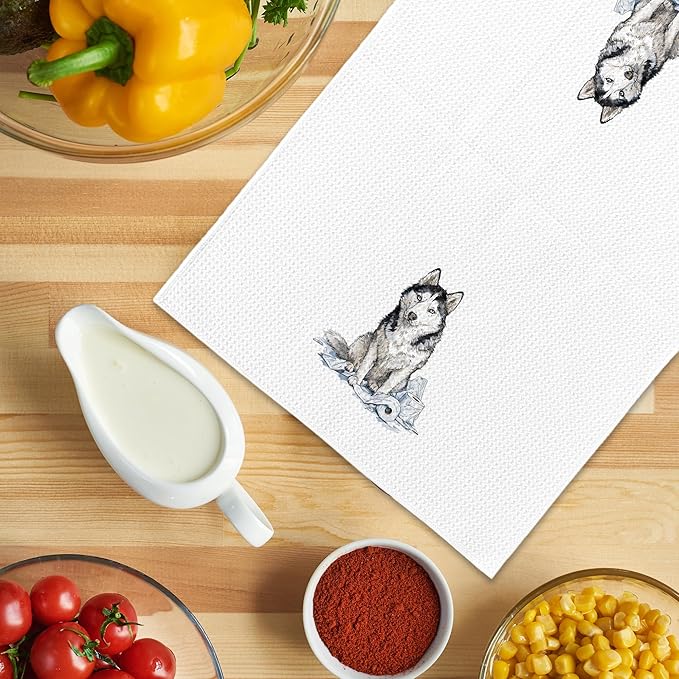 Funny Husky Gifts Bathroom Hand Towels, Dog Bathroom Decor, Gifts for Husky Lovers Dish Tea Towels, Kids Bath Room Washroom Toilet Decorative Hand Towel 16x24 Inch